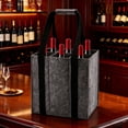 thumbnail image 6 of Bottle Bag 6 Compartments, Reusable Carrier with Portable Handles, Bottle Holder for Champagne Water, for Travel Picnics Parties Gifts, Foldable Storage Bag for Bottles, Grey, 6 of 9