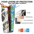 thumbnail image 7 of 30oz Black White Gold Wave Marble Pattern Tumblers Stainless Steel Tumbler with Lid and Straw,Vacuum Insulated Double Wall Travel Tumbler Cups Mug with Cleaning Brush for Coffee,Tea, 7 of 7