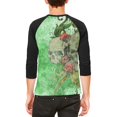 thumbnail image 2 of St. Patricks Day Deadly Wild Irish Rose Skull Tattoo Mens Raglan T Shirt White-Black X-LG, 2 of 2