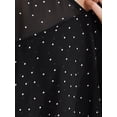 thumbnail image 5 of INSPIRE CHIC Polka Dots Mesh Tops Blouse Deep V Neck Long SleeveT Shirt L Black, 5 of 5