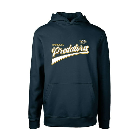 Youth Levelwear Navy Nashville Predators Podium Retro Script Fleece Pullover Hoodie