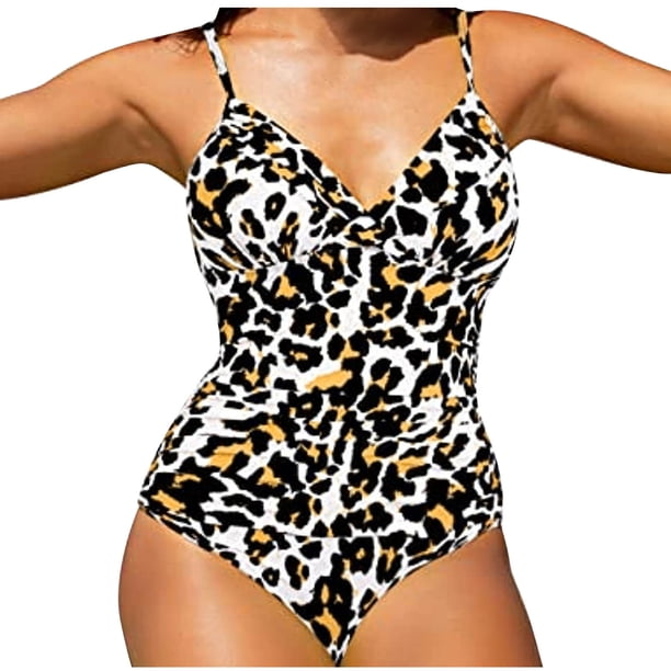 Traje de baño de una pieza para mujer, conjunto de bikini para mujer, bikini liso con relleno en el pecho sin aros, traje de baño de una pieza en V para mujer