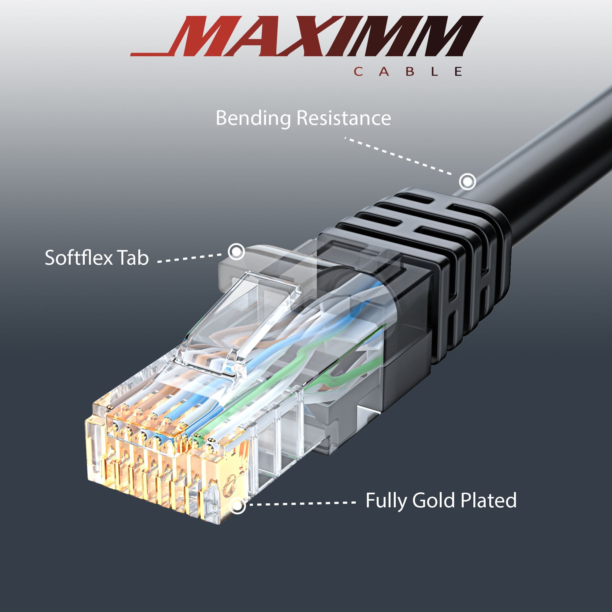 Cat 6 Ethernet Cable 20 Ft, 100% Pure Copper, Cat6 Cable (24 Pack) LAN Cable, Internet Cable, Patch Cable and Network Cable - UTP (Black) 20 Feet