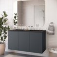 thumbnail image 2 of Double Sink Vanity Cabinet, Wall Mount, Grey Gray Black, Ceramic, Melamine, Modern Contemporary, Hotel Bedroom Bathroom Master Suite Guest, 2 of 9