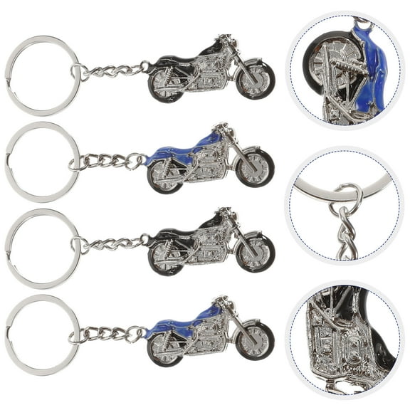 Topbathy 4pcs Metal Motorcycle Keychains 3D Bike Car Key Chain Novelty Model Keyring Wallet Purse Keychain