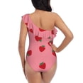 thumbnail image 5 of Pofeuu Strawberries Print Women's One Piece Swimsuits One Shoulder Swimwear Asymmetric Ruffle Monokinis Bathing Suits-X-Large, 5 of 6