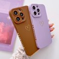 thumbnail image 5 of Compatible with iPhone 14 Pro Case, Luxury Love Heart Case with Side Pattern Soft Silicone Shockproof Full Camera Lens Cute Case for iPhone 14 Pro 6.1" for Women Girl Brown, 5 of 7