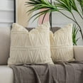 thumbnail image 1 of Dinheiro Zuccviloa Fundas de almohada decorativas de terciopelo suave estilo granja Boho fundas de almohada para sofá, cama, dormitorio, sala de estar (18.0 x 18.0 in, blanco roto), 1 of 4