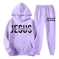 thumbnail image 4 of FASHOFT Mens Sweatsuit 2 Piece Tracksuit Christian Hoodie and Sweatpant Sets Jogging Athletic Casual Sweat Suit Light Purple XL, 4 of 4