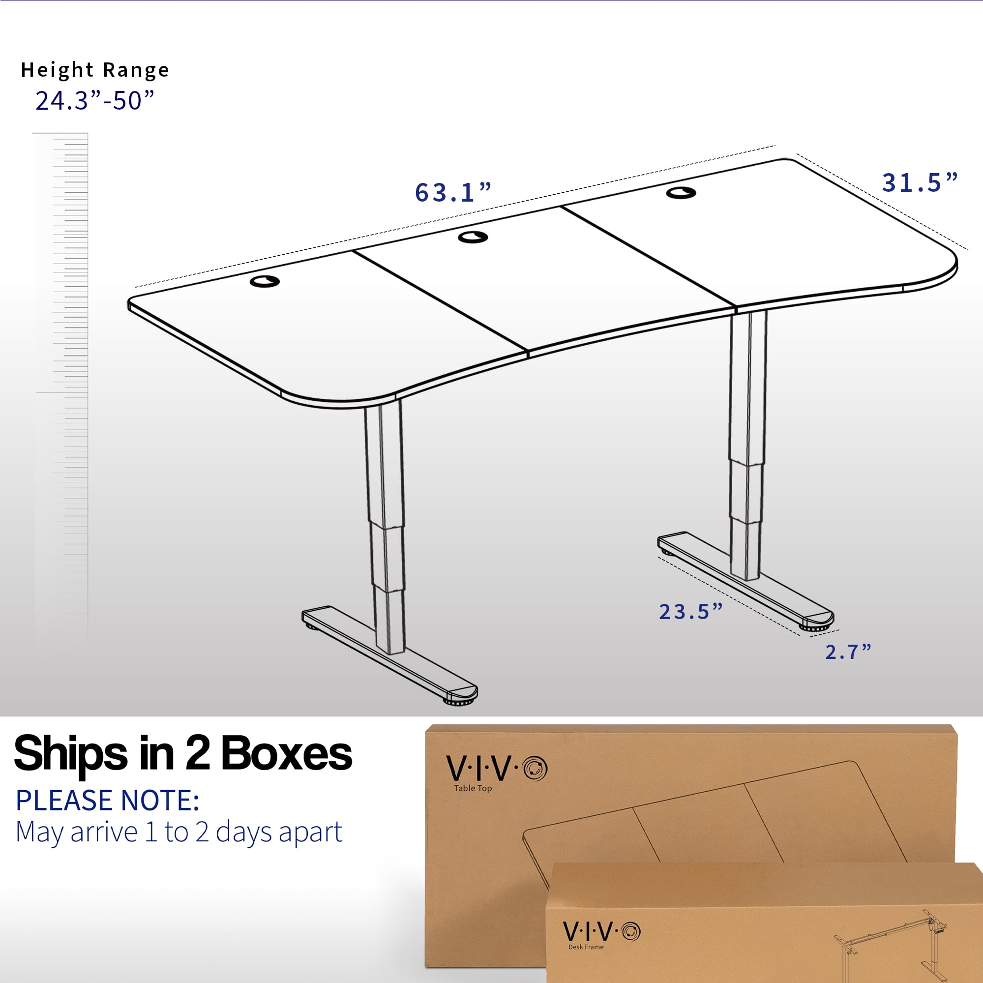VIVO Electric 63" x 32" Stand Up Desk, Black Carbon Fiber Top, Black Frame