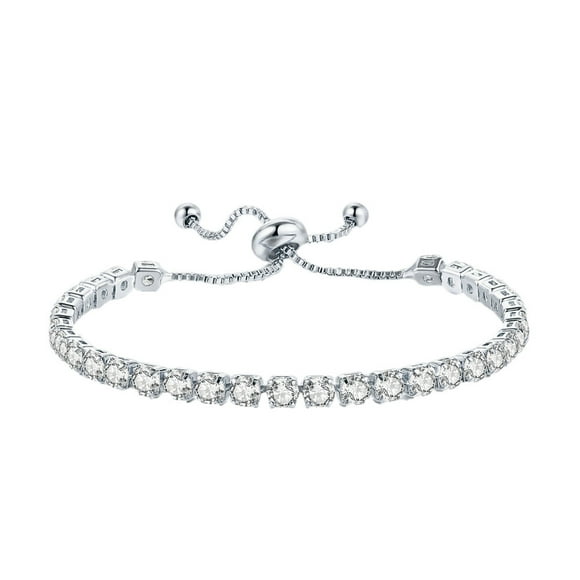 SIfdSeng Tennis Bracelets for Women Classic Adjustable Slider Bracelet Silver Fashion Jewelry Wedding Silver and Pearl Bracelet Bracelet Stack Non Tarnish Sterling Silver Charm Bracelet