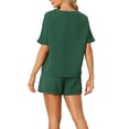 thumbnail image 3 of INSPIRE CHIC Women's Lounge Sets Waffle Outfits T-shirt with Shorts Loungewear Jogger Sweatsuits with Pockets XL Dark Green, 3 of 6