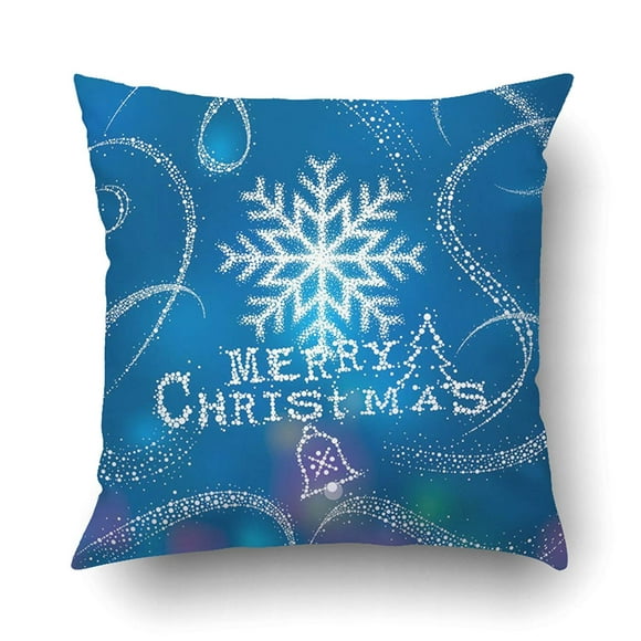 BOSDECO Xmas Christmas Snowflake With Magic Snow Pillow Case Cushion Cover Case Throw Pillow Case 20x20 inches