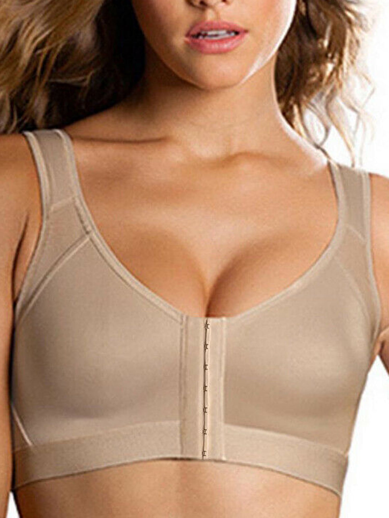 Women's Ladies Sport Solid Front Fastening Bra Non Wired Comfort Soft Cup  Top 