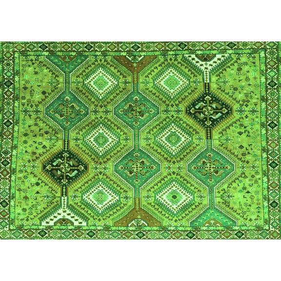Ahgly Company Indoor Rectangle Persian Green Traditional Area Rugs, 5' x 7'