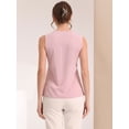 thumbnail image 3 of Blusa sin mangas con cuello en V para camisas de trabajo de oficina de gasa para mujer Rosa S, 3 of 5