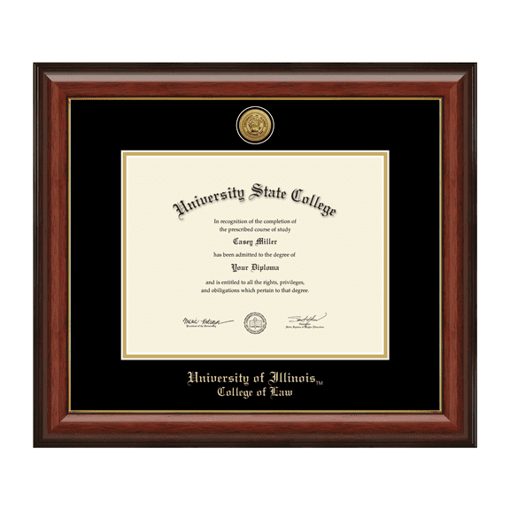 Framerly - UIUC Law Diploma Frame with Black and Gold Mat
