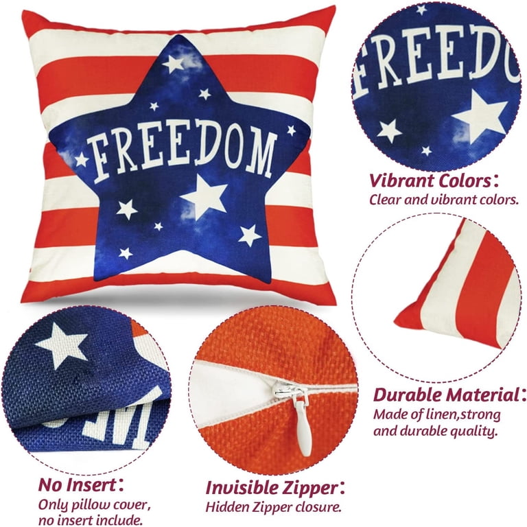 Jagfhhs Patriotic Throw Pillow Cover 18x18" – 4th Of July American Flag Stars & Stripes Design