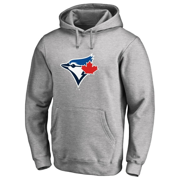 Men's Heather Gray Toronto Blue Jays Official Logo Fitted Pullover Hoodie