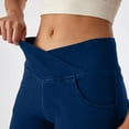 thumbnail image 5 of Miluxas Stretchy Skinny Jeans for Women Criss Cross High Waist Sweatpant with Pockets Tummy Control Jean Leggings Dark Blue, 5 of 6