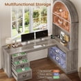 thumbnail image 5 of 67" L Shaped Computer Desk with Tall Arched Bookshelf and 3 Storage Drawers, 5 of 7
