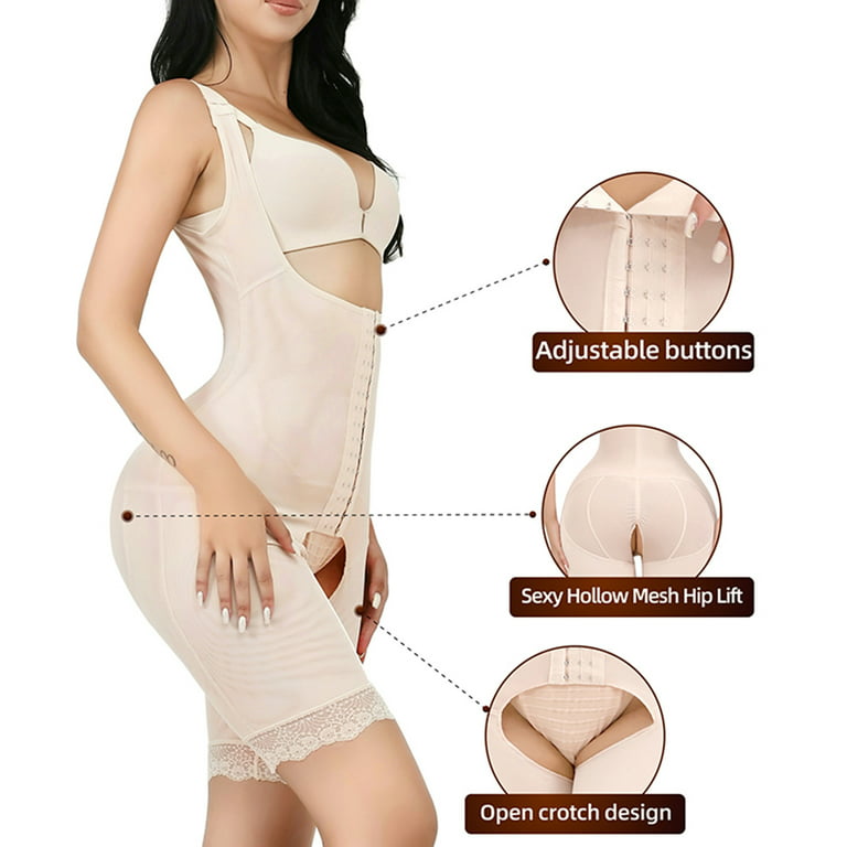 Lovskoo Plus Size Bodysuit for Women Tummy Control Shapewear Open Bust High  Waist Butt Lifter Thigh Slimmer Body Shaper Slimming Girdles Beige 