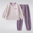 thumbnail image 2 of 2 Piece Pajama Set Girls Boys Soft Fuzzy Flannel Fleece Loungewear Long Sleeve Sleepwear Warm Winter Outfits (5 Years, Purple), 2 of 4