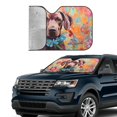 thumbnail image 2 of Yiaed Painted Flower Puppy Print Car Windshield Sunshade Front Auto Car Front Window Sun Shade Foldable Sun Visor Shield Cover Auto Accessories for Sedan SUV Truck-Small, 2 of 5