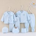 thumbnail image 2 of CAUYDY Infant Boys Going Home Outfits Baby Girls Sleepwear Preemie Clothing 2 Long Sleeved Top & 2 Pants & Warm Hat & Bib & Bellyband 7Pcs Cute Set Fall Sizes 0-3 Months,Sky Blue, 2 of 5