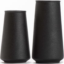 Matte Black Ceramic Boho Vases, Set of 2