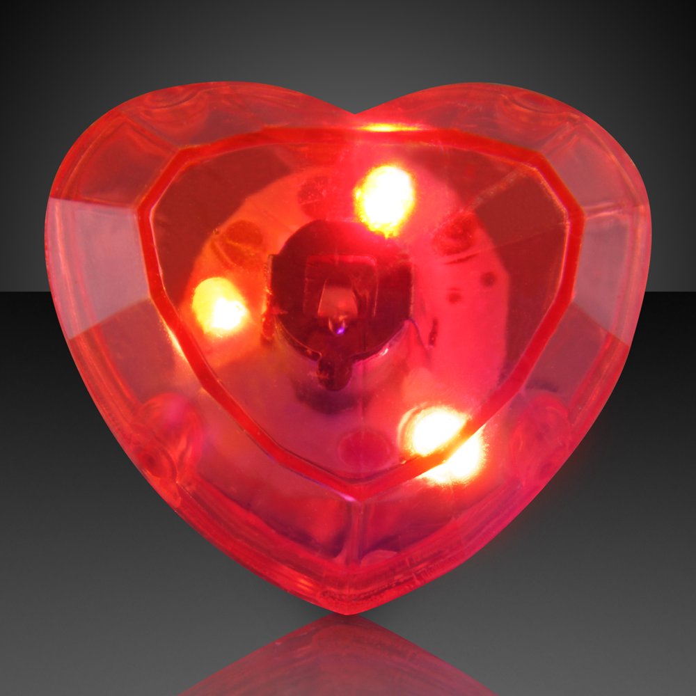 FlashingBlinkyLights Flashing Huge Heart Shaped Gem Light Up Rings
