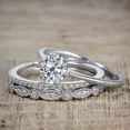 thumbnail image 3 of 1.50 Carat Man made diamond moissanite and Man made diamond moissanite Trio Wedding Bridal Ring Set with 18k Gold Plating, 3 of 6