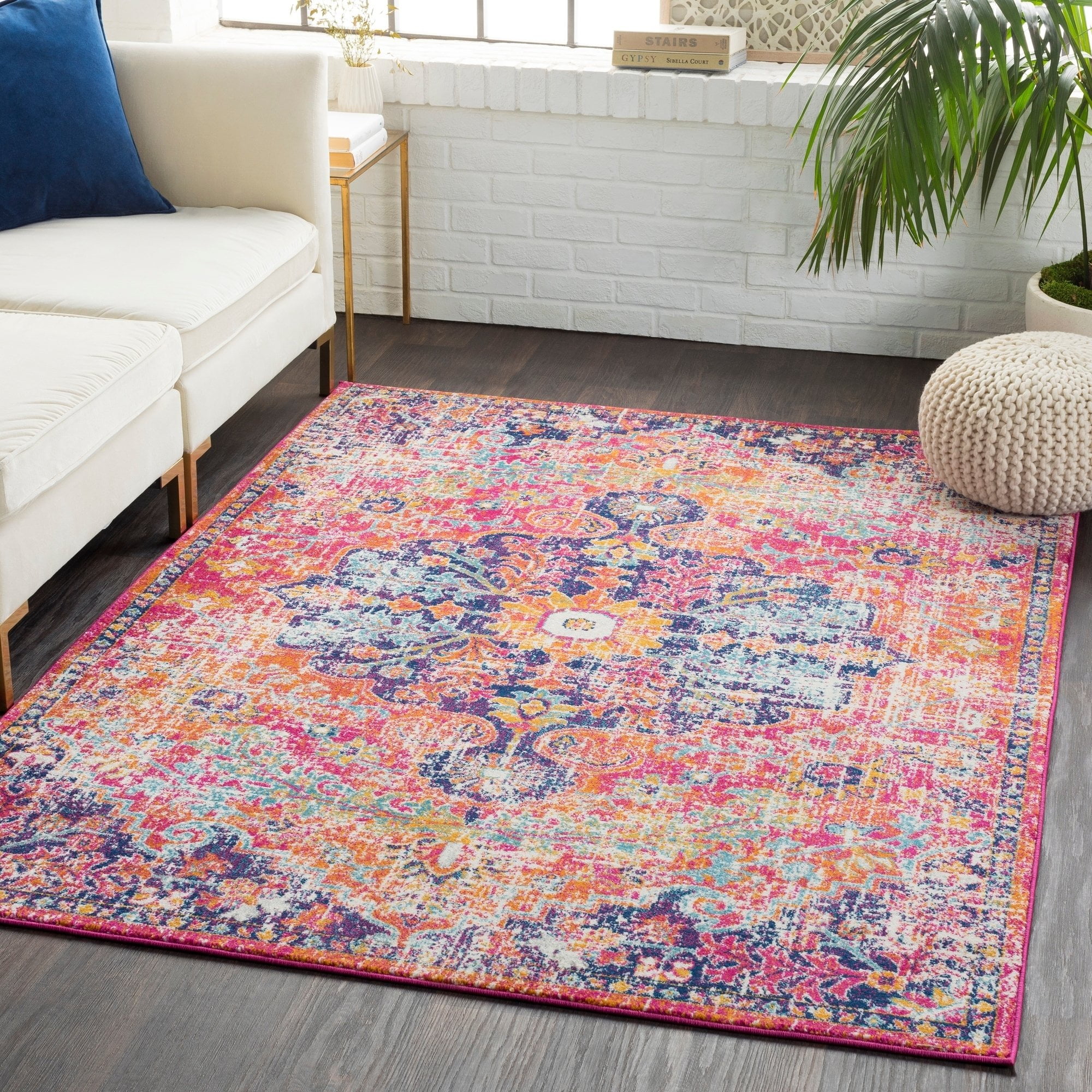Walmart Sandhya Purple/Orange Bohemian Medallion 3'11" x 5'7" Area Rug