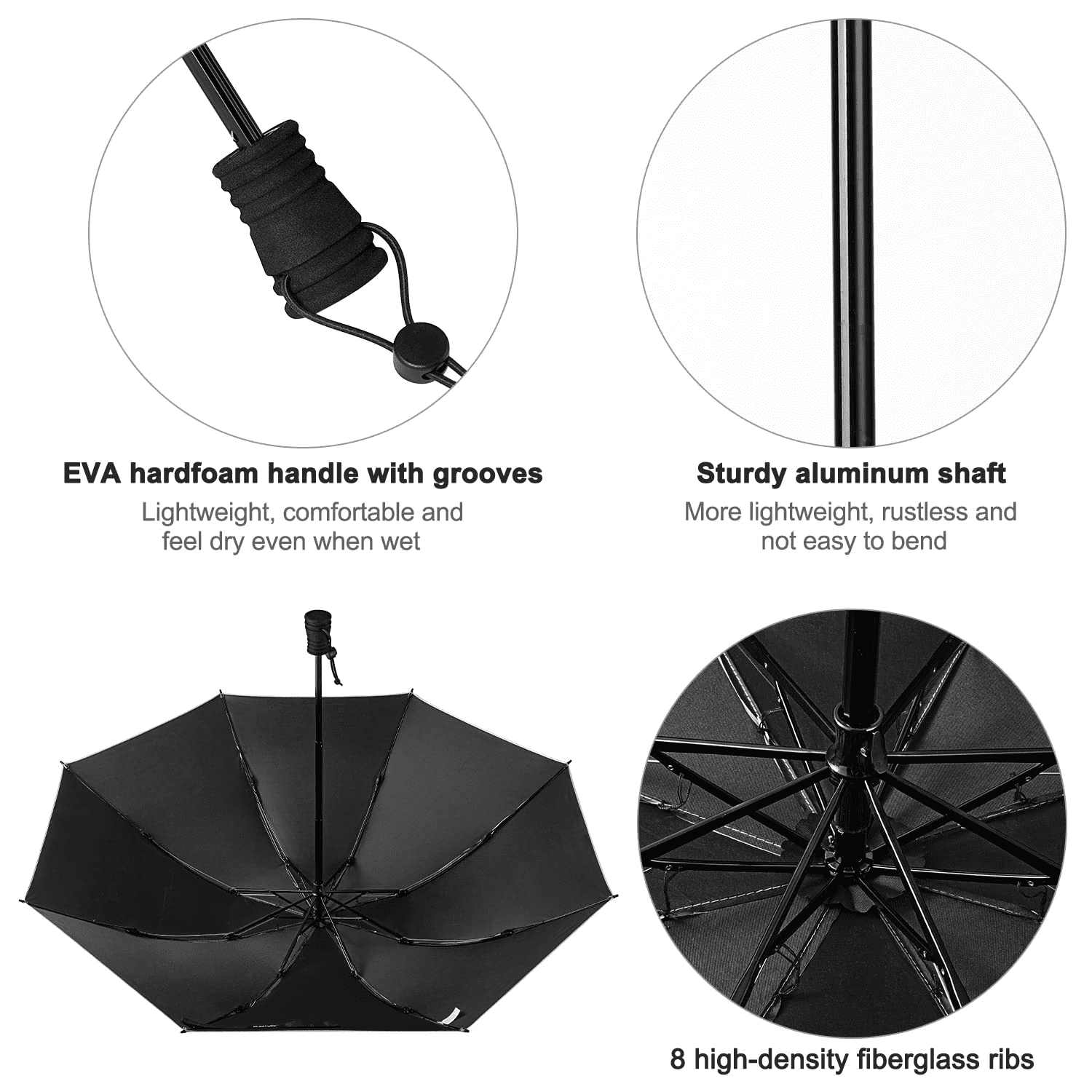 G4Free Liteflex Hiking Umbrella Mini Compact Ultralight Collapsible Reflective Silver Trekking Backpacking Umbrella