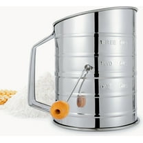 LQQBOX Flour Sifter, 3 Cup Flour Sifter for Baking Fine Mesh Rotary Hand Crank with Loop Agitator for Quick Sifting, Flour Sifter Stainlees Steel, Crank Sifter Flour for Baking Cakes and Spices