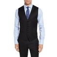 thumbnail image 5 of Mens Flat Front Pant 3-piece Black Modern Fit Vested Suit, 5 of 6