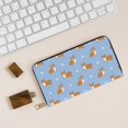 thumbnail image 6 of Leather Thin Slim Wallets for Women Men - Cute Corgi Dog Funny Blue Clutch Card Wallet for Women Men with Zipper, 6 of 7
