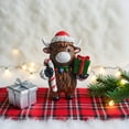 thumbnail image 4 of 1PC Highland Cow Figurines Christmas Santa Candy Cane Highland Cow Gnomes Scottish Resin Statue Calf Lovers Gifts for Xmas Home Garden Kitchen Office Tiered Tray Table Decor, 4 of 7