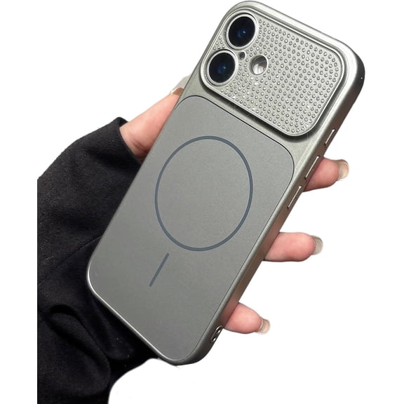 Plating Bling Glitter Camera Protection Magnetic Phone Case for iPhone, Compatible with (Gray,iPhone 14)