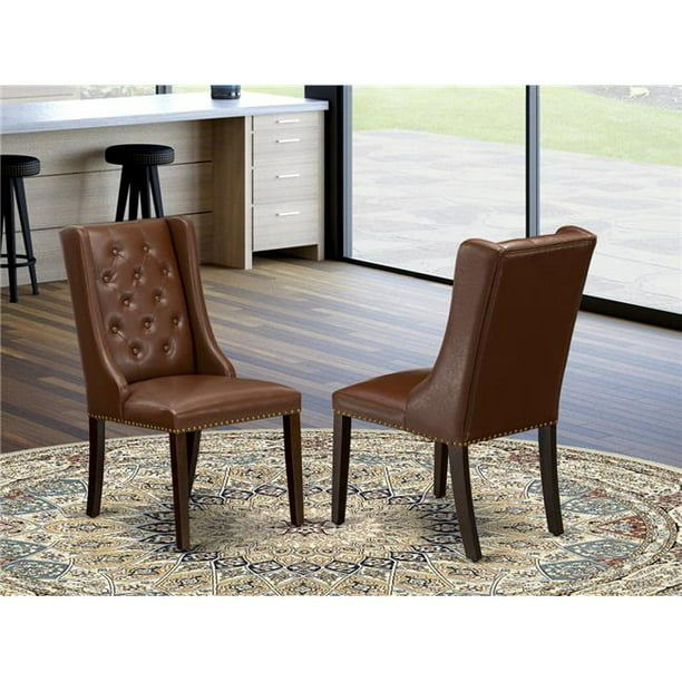 Fop3t46 Kitchen Parson Chairs Brown, Mahogany Upholstered Dining Chairs With Arms