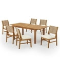 thumbnail image 3 of Christopher Knight Home 7-Piece Outdoor Dining Set, Expandable Wood Table & Woven Chairs with Cushions, Natural, 3 of 12