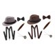 thumbnail image 2 of 2 Juegos de Disfraces de Charleston Disfraz de Carnaval de Los años 20 Disfraz de Hombre con Sombrero Fedora - Gris + Café Sunnimix Trajes De Cosplay Para Hombres, 2 of 5
