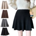thumbnail image 5 of Quixlent Skater Skirt Solid Color High Waist Women A-Line Skirt Large Hem Design Autumn Winter Mini Skirt Daily Wear, 5 of 8