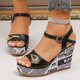thumbnail image 2 of Bmisegm Ladies Slope High Heel Casual Sandals with Rhinestone High Heel Sandals Womens Sandals Summer Black 6.5, 2 of 9
