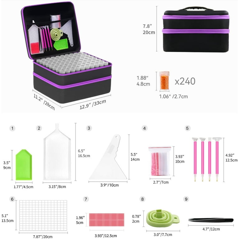 ARTDOT Diamond Painting Storage Containers, 30 Slots Diamond Painting Kits  Accessories and Tools Portable Diamond Painting Organizer Case for 5D