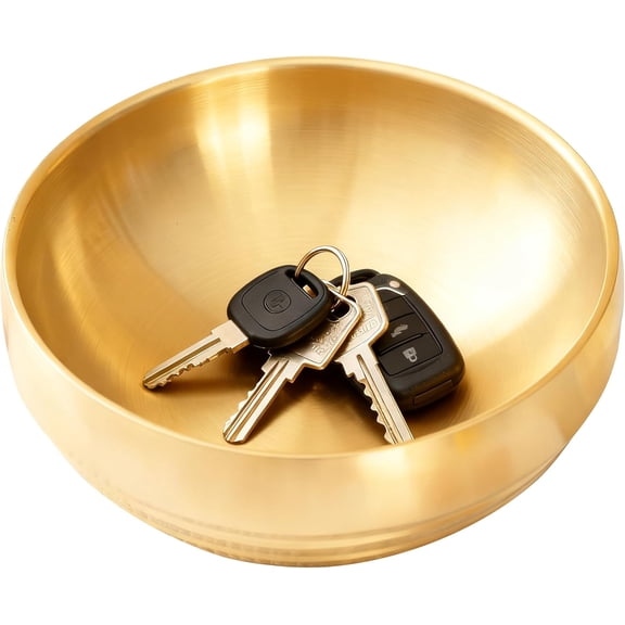 ABPETE Key Bowl for Entryway Table, Decorative Bowls and Key Dish Holder, Fruit Bowls for Kitchen Counter Table, 8.26" Gold