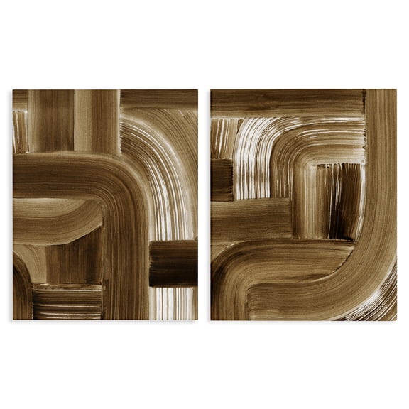 Stupell Industries Gentle Brown Brushstrokes Abstract Painting Wrapped Canvas Art Print Wall Art, 16 x 20, Set of 2