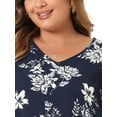 thumbnail image 5 of DARING DIVA Plus Floral Tie Waist Layered Sleeve Casual Dress 4X Navy Blue, 5 of 6
