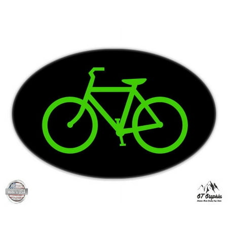 Bicycle Oval - 3" Vinyl Sticker - For Car Laptop I-Pad Phone Helmet Hard Hat - Waterproof Decal
