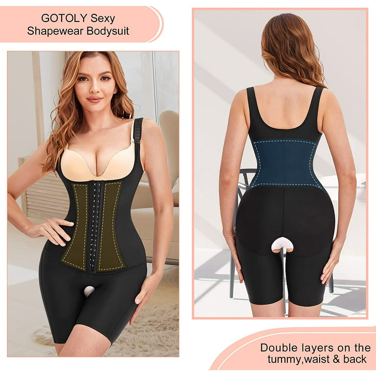 Gotoly Women Tummy Control Shapewear Bodysuit Fajas Colombianas Waist  Trainer Butt Lifter Thigh Slimmer Full Body Shaper(Black Medium) 